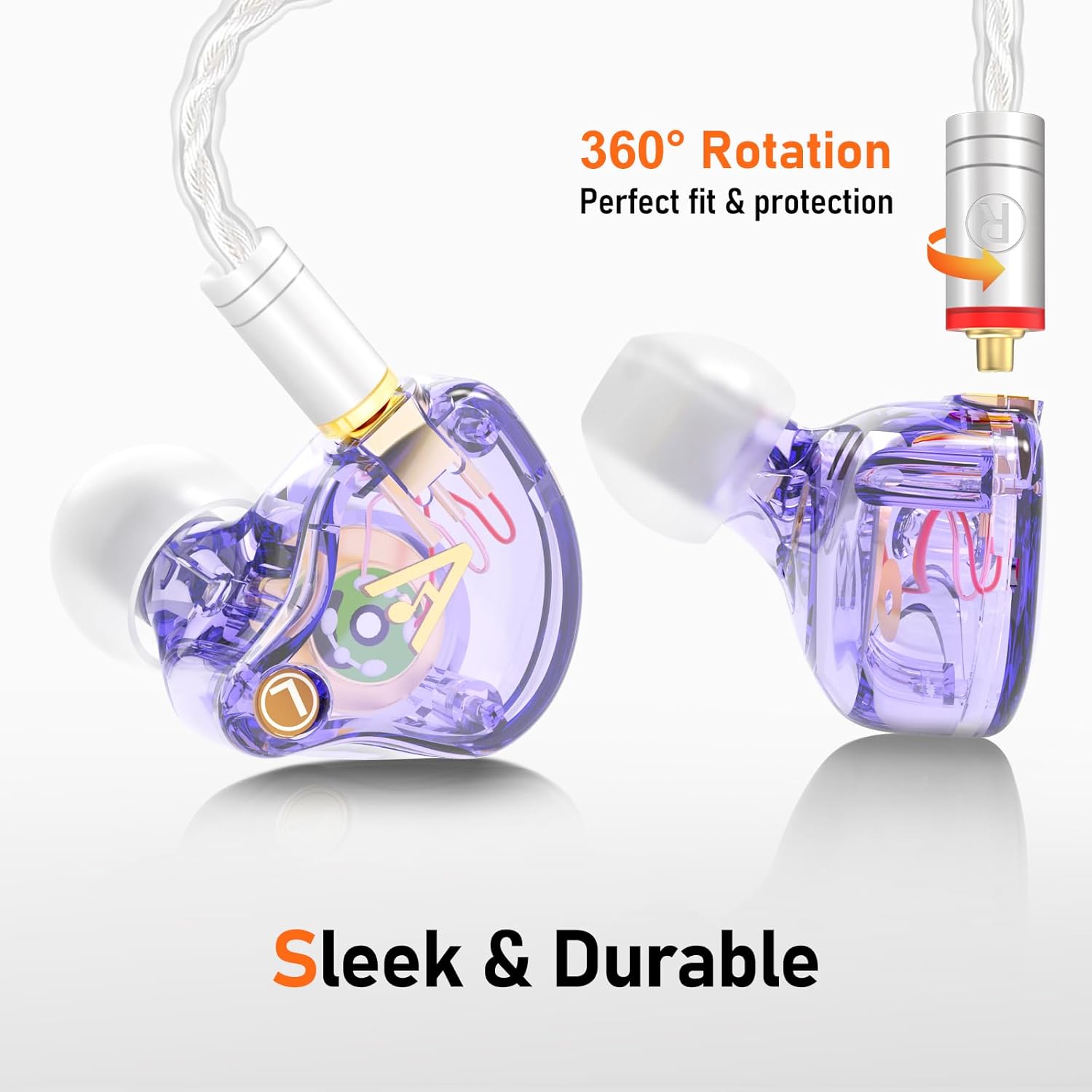 Vibes 202M Wired Earbuds - HiFi in Ear Monitor Headphones - Noise Isolating Ear Buds w/ Mic - Clear Sound, Deep Bass & Comfort-Fit Gaming Earphones - MMCX to 3.5mm & Silver Plated Cord, Carrying Case