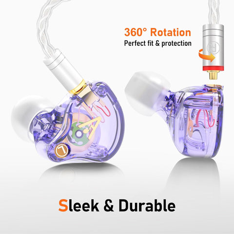 Vibes 202M Wired Earbuds - HiFi in Ear Monitor Headphones - Noise Isolating Ear Buds w/ Mic - Clear Sound, Deep Bass & Comfort-Fit Gaming Earphones - MMCX to 3.5mm & Silver Plated Cord, Carrying Case