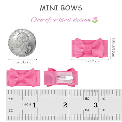 CÉLLOT 80Pcs Mini Grosgrain Ribbon Bows Snap Clips for Baby Toddlers Infant