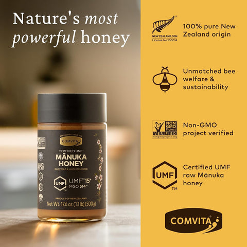 Comvita Manuka Honey UMF 15+ (MGO 514+) Raw, Monofloral - 500g (17.6 Oz)