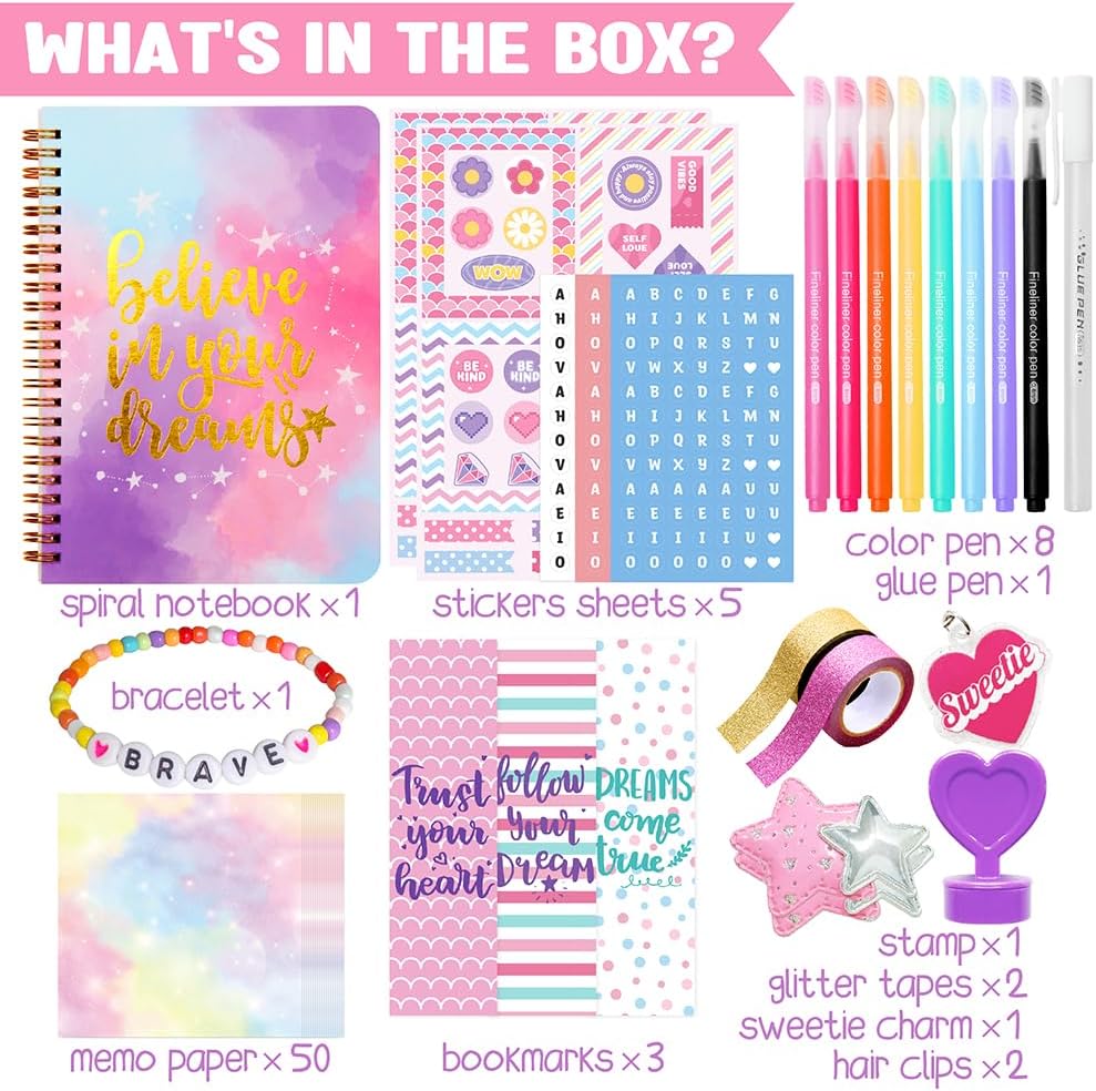 Nollh DlY Journal Kit for Girls Scrapbook Gifts for 8-12 Year Old Girl