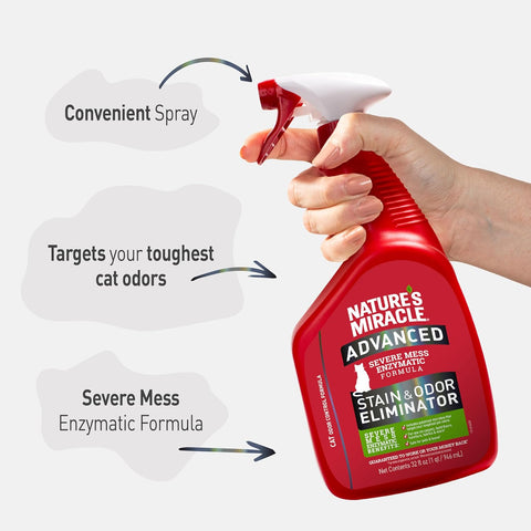 Nature’s Miracle Advanced Cat Stain & Odor Eliminator, Severe Mess, 32 oz