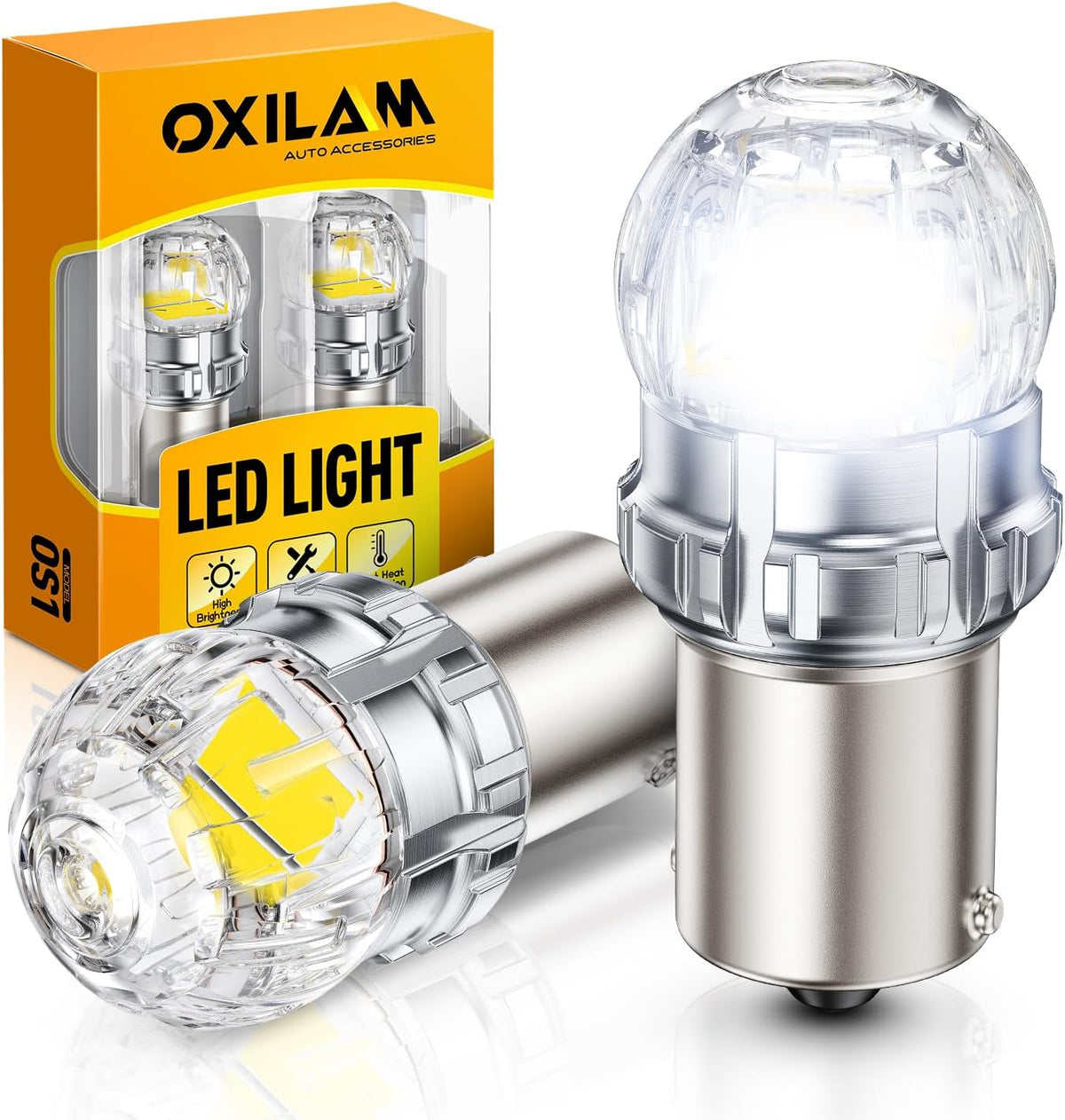 OXILAM 1156 LED Bulb White Reverse Light Bulb, 800% Brighter 1141 P21W 7506 BA15S LED Bulb for Backup Brake Turn Signal Parking DRL Light, Pack of 2