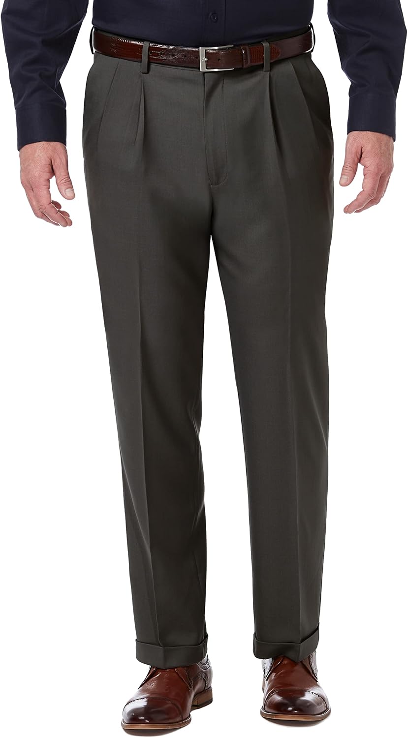 Haggar Men's Classic Fit Pleated Premium Comfort Dress Pant