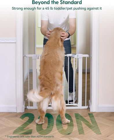 Babelio 29-43" Baby Gate for Stairs, PressGuard P7 Pet Gate, White