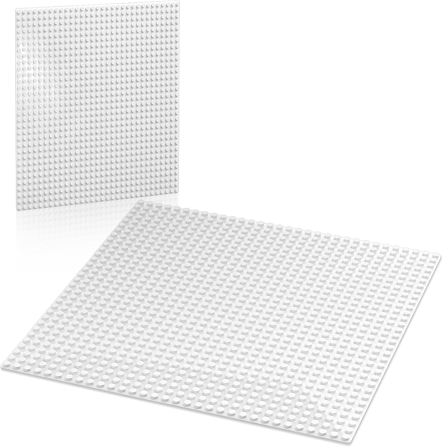 Pokiiulk Classic White Baseplates, 32x32 Studs Square Base Plates for Play or Display Bricks Creations, Compatible with Classic Bricks, 10" x 10", Pack of 2, Perfect for City Streets, Grounds