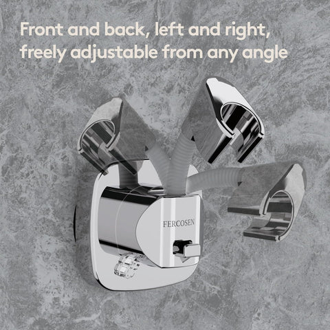 Shower Head Holder with Suction | 360° Swivel | White