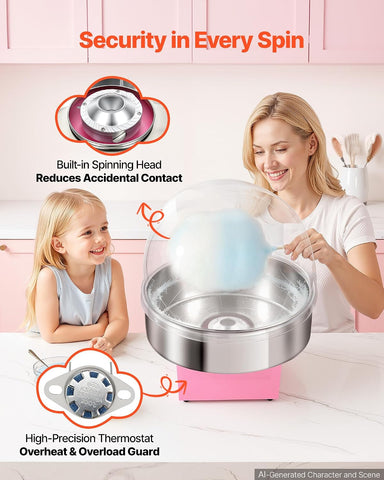 VEVOR Commercial Cotton Candy Machine, 1000W Electric Candy Floss Maker