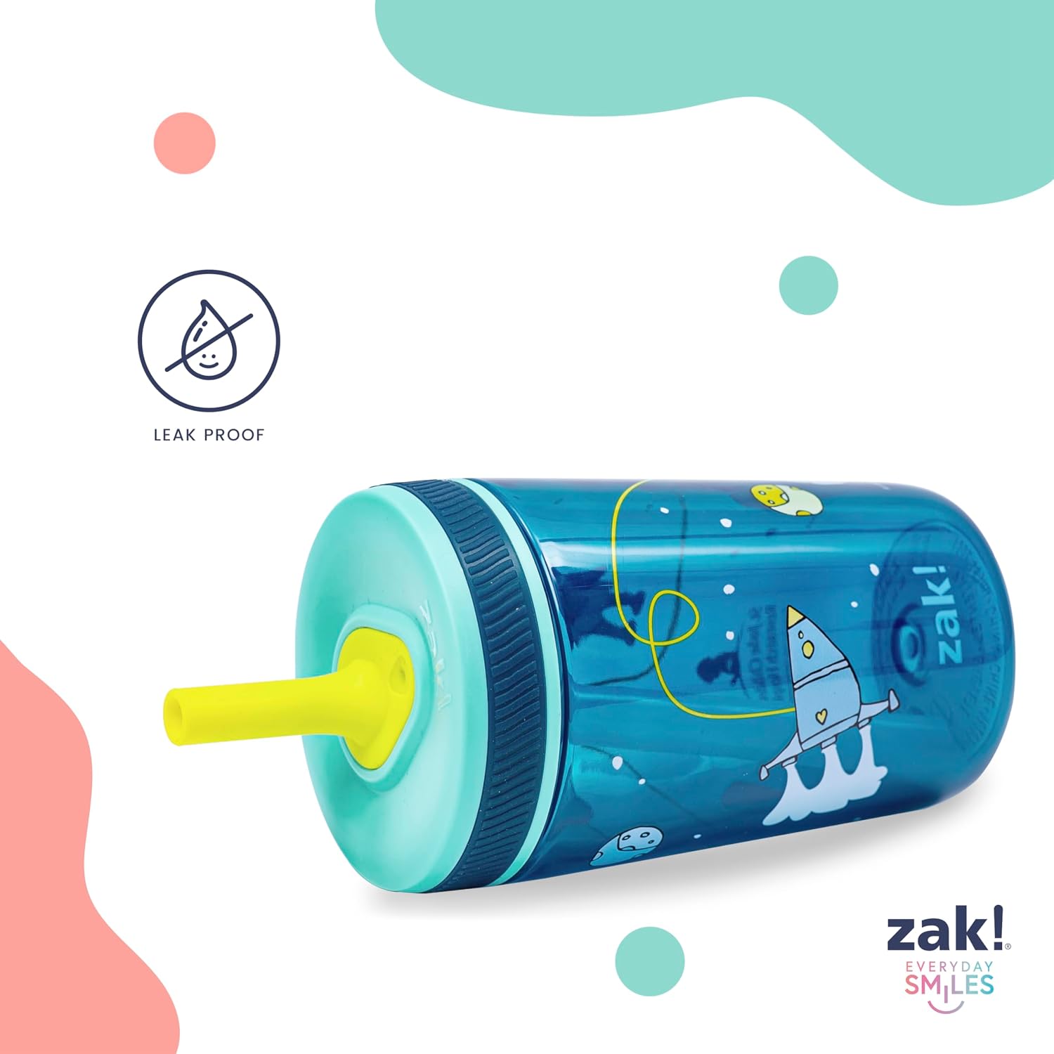 Zak Designs Ms. Rachel Kelso 15oz Leak-Proof Toddler Straw Cups, 2-Pack