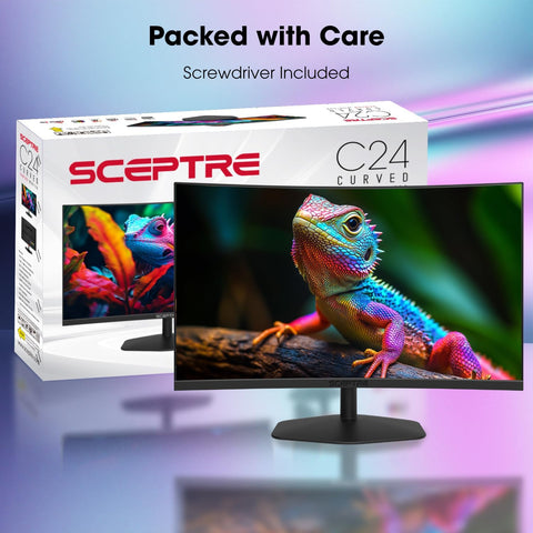 New! Sceptre Curved 24-inch Gaming Monitor 1ms 100Hz 1500R DisplayPort HDMI X2 Eye Care 100% sRGB Build-in Speakers, Machine Black 2026 (C248W-FW100T Series)
