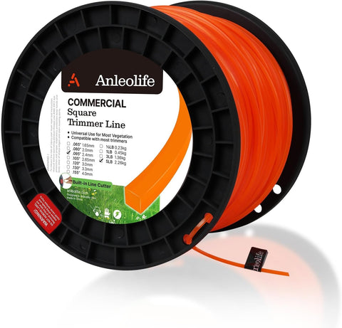 Anleolife .095" Commercial Square String Trimmer Line for Weeds, 1280ft 5lb