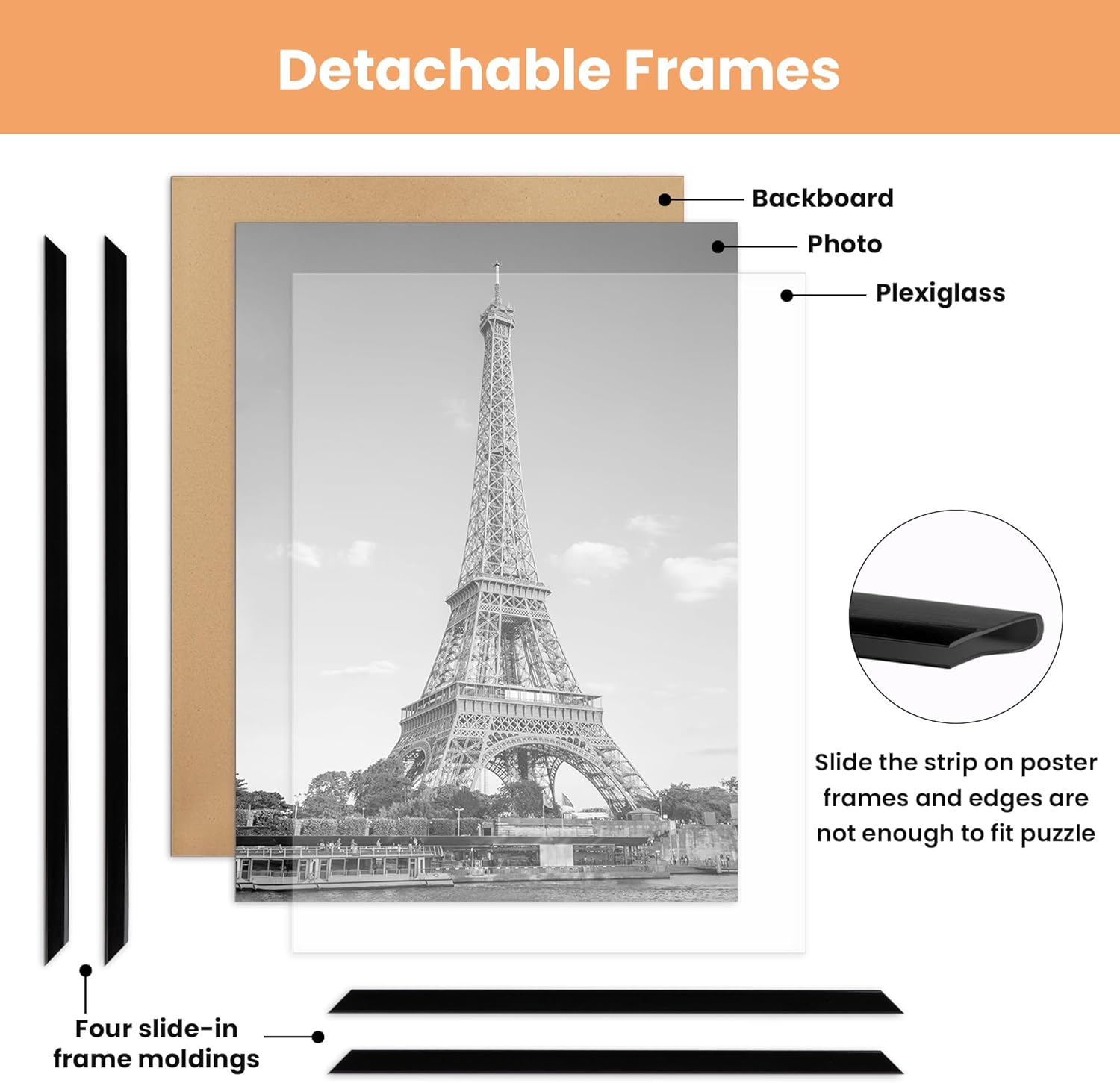 upsimples 24x36 Poster Frame, Easy Slide-In Assembly, Black, 3 Pack