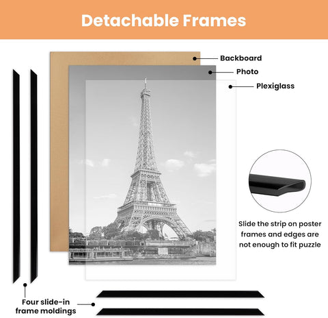upsimples 24x36 Poster Frame, Easy Slide-In Assembly, Black, 3 Pack