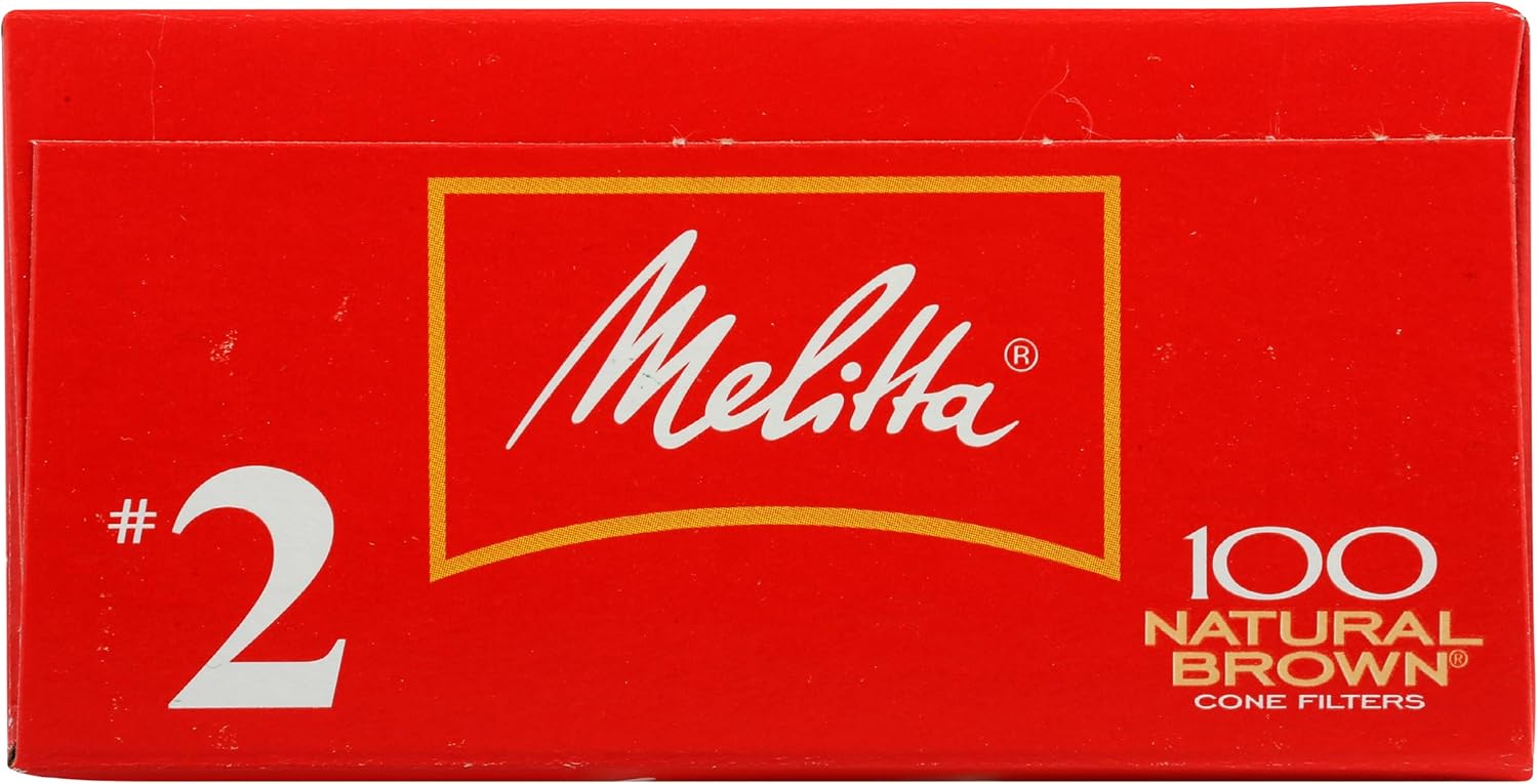 Melitta #2 Unbleached Coffee Filters, Natural Brown Cone Filters, 1-Pack