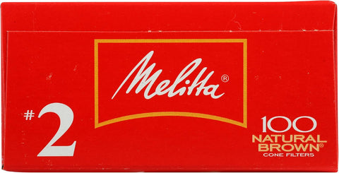Melitta #2 Unbleached Coffee Filters, Natural Brown Cone Filters, 1-Pack