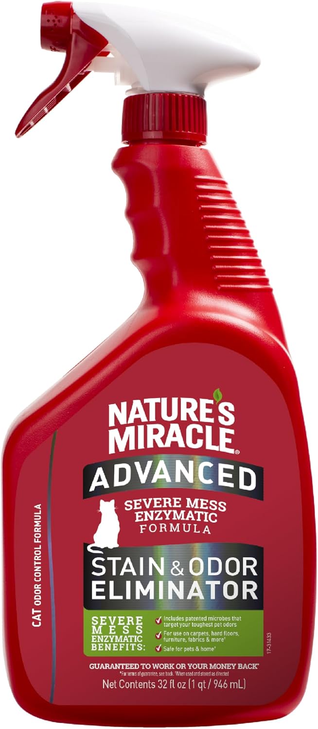Nature’s Miracle Advanced Cat Stain & Odor Eliminator, Severe Mess, 32 oz