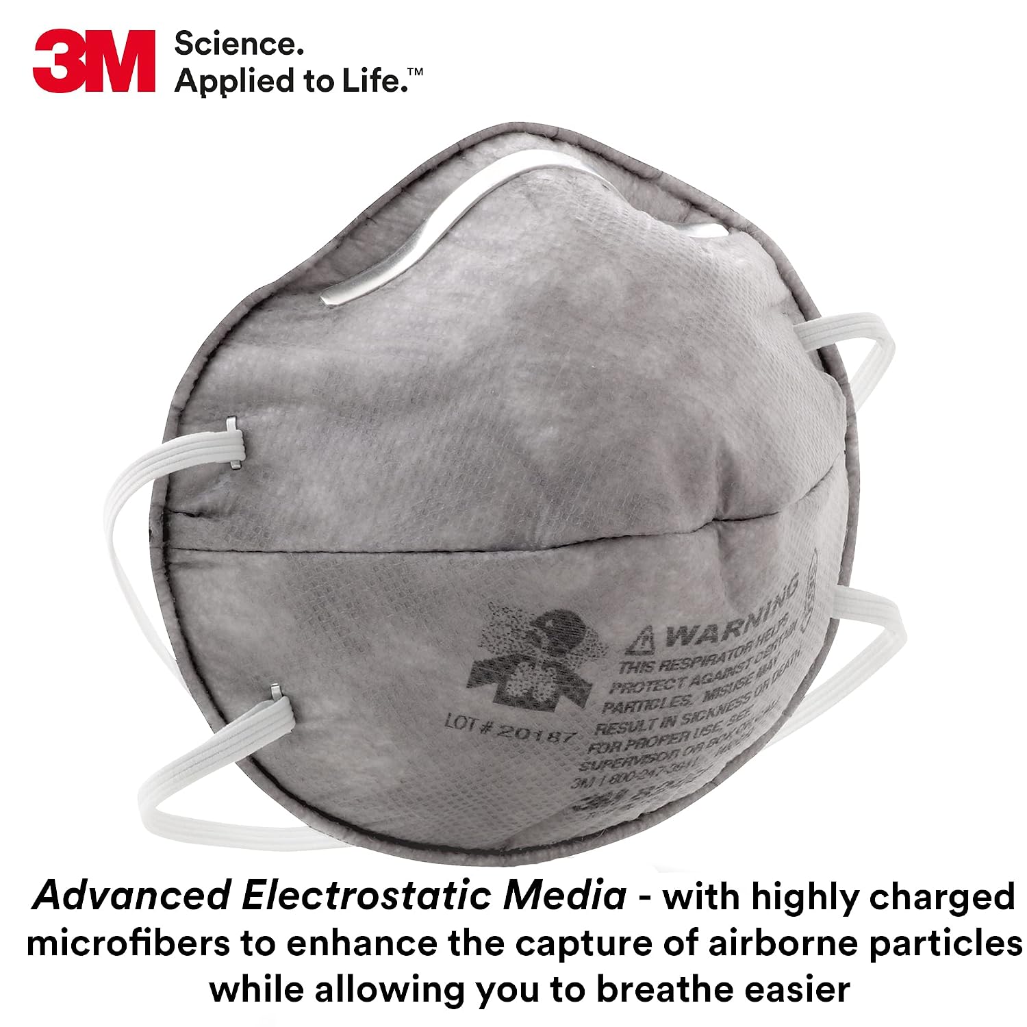 3M Particulate Disposable Respirator 8247, Pack of 20, R95, NIOSH Approved