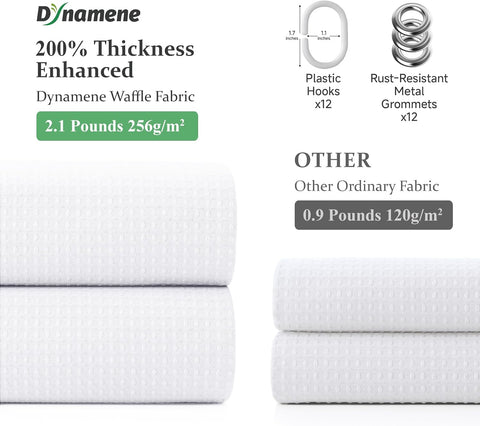 Dynamene Waffle Shower Curtain 256 GSM Heavy Duty Fabric 72"x72" White