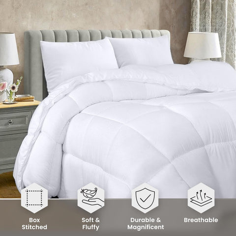 Utopia Bedding Comforter Duvet Insert, Quilted Comforter with Corner Tabs, Box Stitched Down Alternative Comforter Queen (White)