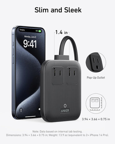 Anker Travel Power Strip, Anker Nano 67W Max 6-in-1 USB C Charger, 2 USB C