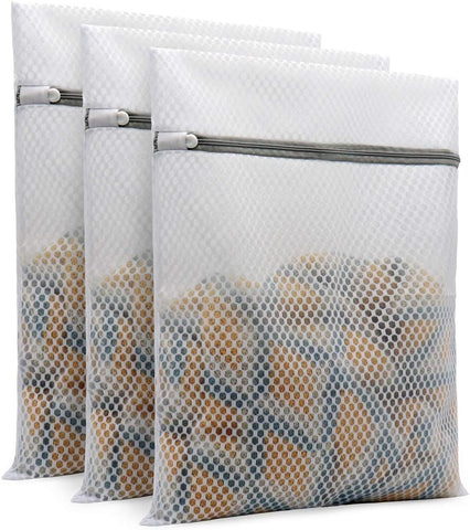 Muchfun 3Pcs Durable Honeycomb Mesh Laundry Bags for Delicates 12x16 Inches