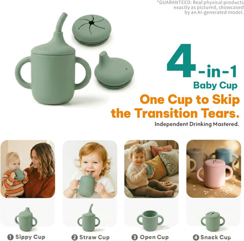 Remonda 17-Piece BPA-Free Baby Silicone Feeding Set | Extra Large Suction Plates, Toddler Bowls, Self Feeding Spoons, and More | Dishwasher Safe| Infant Led Weaning Supplies（Green）