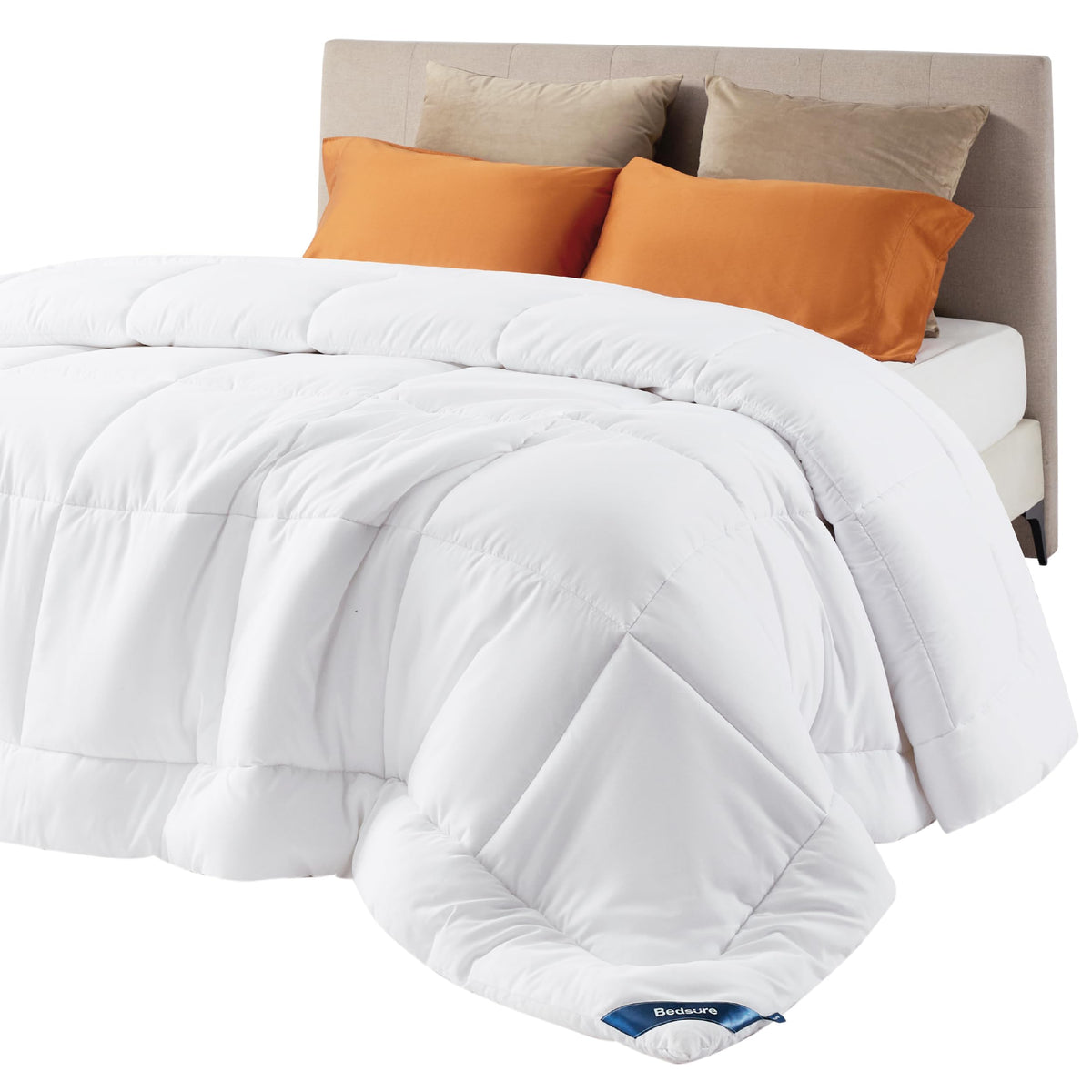 Bedsure Comforter Duvet Insert - Quilted Comforters Queen Size, All Season Duvet, Down Alternative Bedding Comforter with Tabs(White,Queen 88"x88")