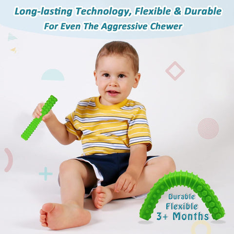 Sensory Chew Toys for Autistic Children, 5 Pack Silicone Chew Tube Teething Sticks Toys for Autism, ADHD, SPD, Chewies with Special Needs, Oral Motor Chewy Tool for Sensory Kids Chewer (Rainbow A)