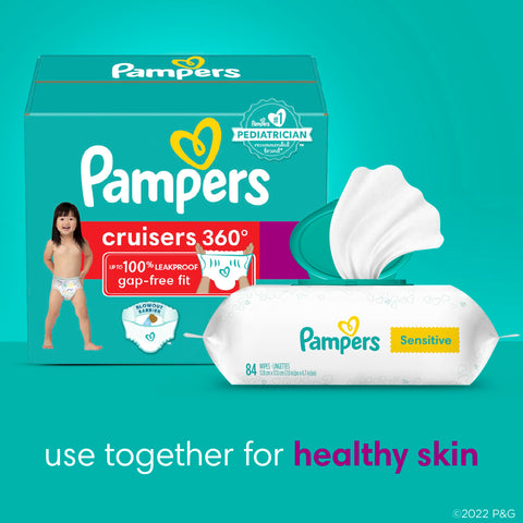 Pampers Cruisers 360 Diapers - Size 6, One Month Supply (104 Count), Pull-On Disposable Baby Diapers, Gap-Free Fit