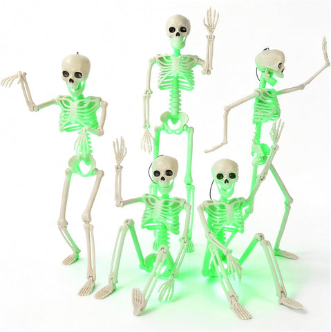 Kelool 16" Light Up Skeleton Halloween Decorations,5 Pack Posable Skeleton with Movable Joints,Scary Halloween Skeleton Halloween Decor for Haunted House Props Halloween Decorations Indoor Outdoor