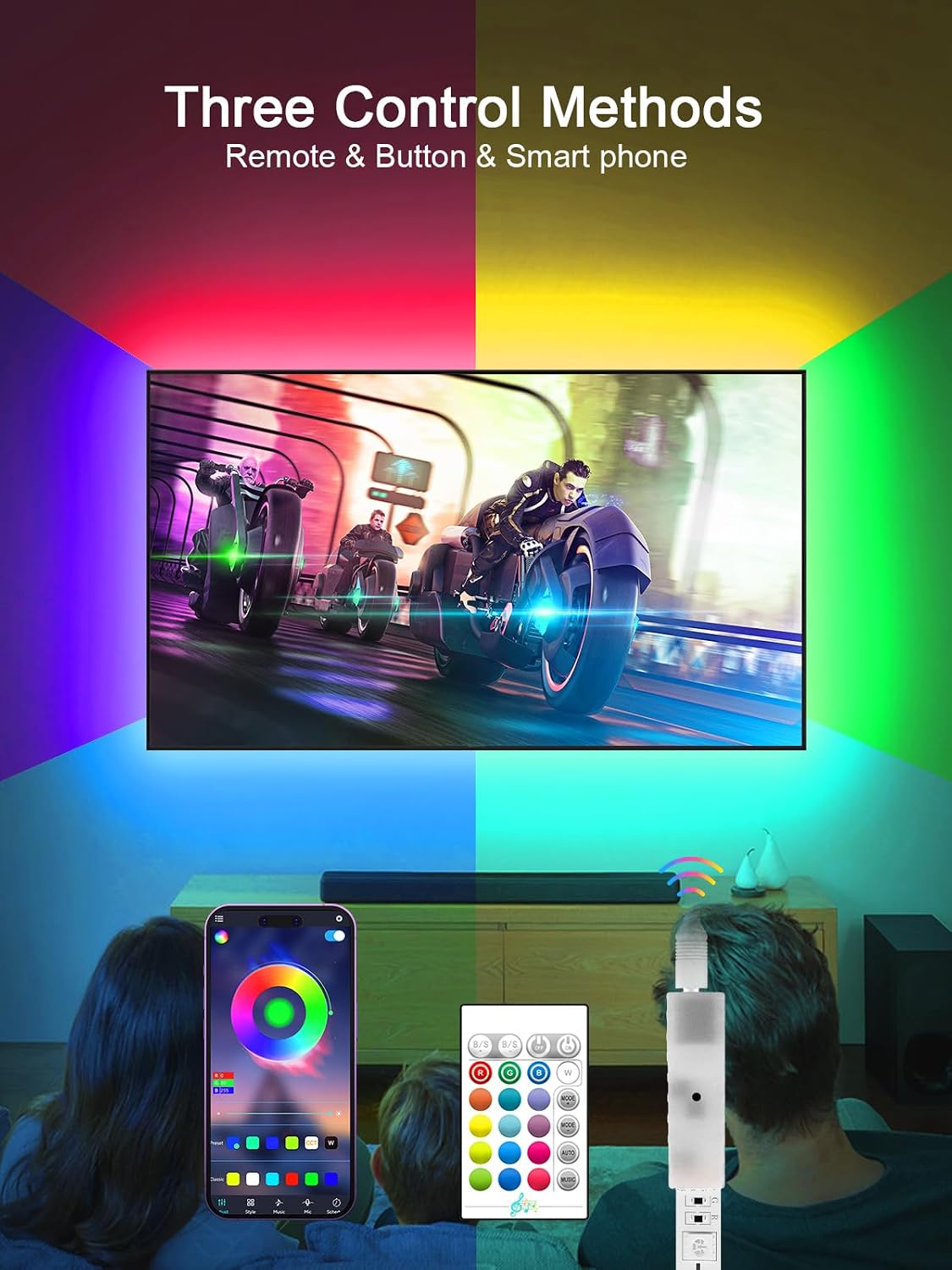 KANTUTOE TV LED Backlight, 9.84ft LED Lights for 32-45 Inch TV, RGB TV Backlight with Remote, Music Sync Bluetooth APP Control Strip Lights USB Powered for Bedroom Gaming Room Decor