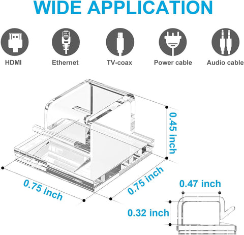 TidyHelper 100 PCS Cable Clips Adhesive, Large, Clear, Indoor/Outdoor