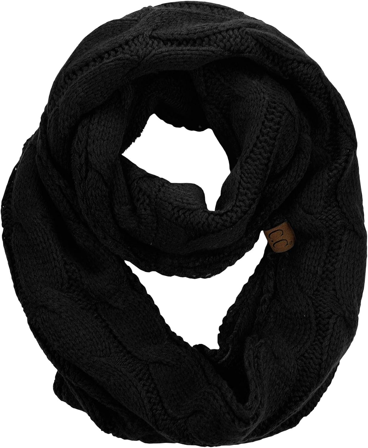 C.C Women's Winter Cable Knit Sherpa Lined Warm Infinity Pullover Scarf