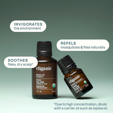 Cliganic Organic Tea Tree Essential Oil, 100% Pure Natural, for Aromatherapy | Non-GMO Verified (Packaging May Vary)