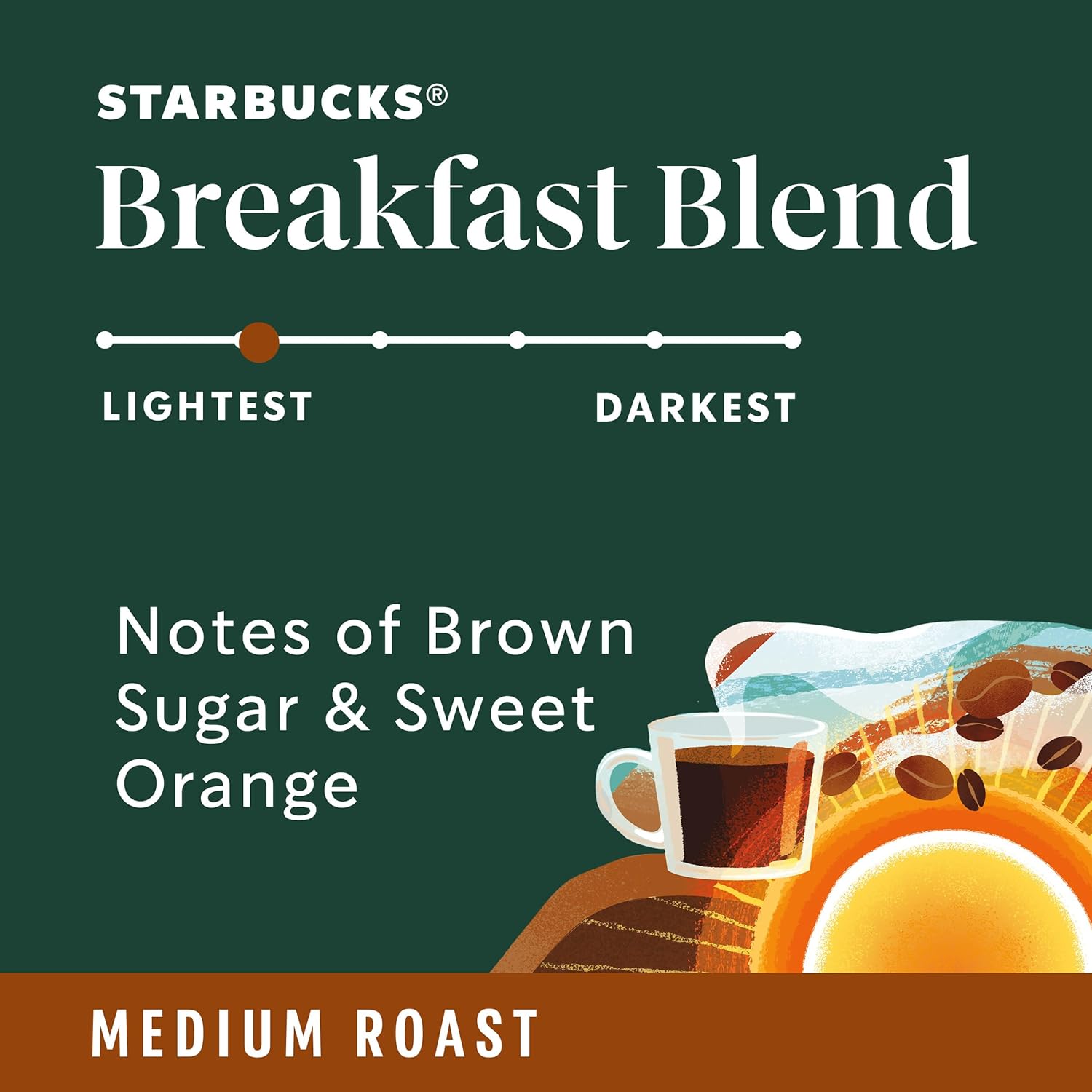 Starbucks Ground Coffee, Medium Roast Hot or Iced Coffee, Breakfast Blend, Six 12 oz Bags​ | 100% Arabica ground coffee; Medium Roast Breakfast Blend; 6 bags, 12 oz each (72 oz total)