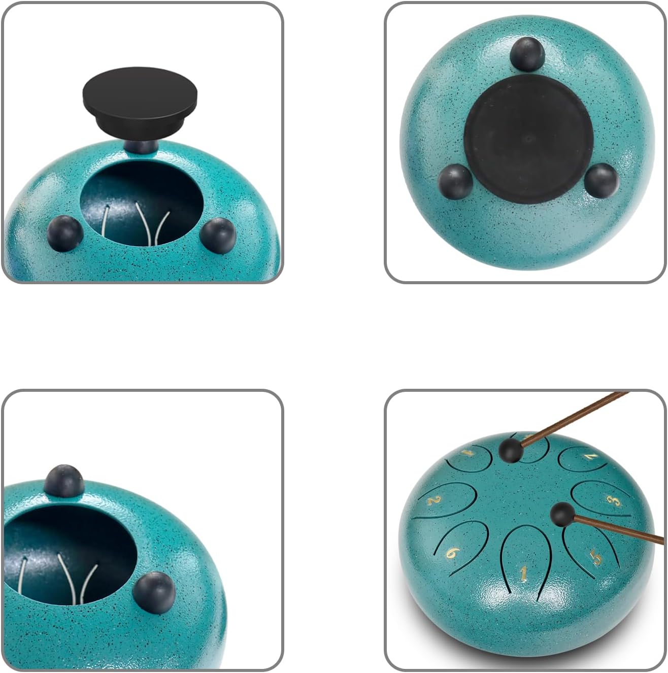 REGIS Steel Tongue Drum 6 Inch 8 Notes, Rain Drum Style Calming Percussion Instrument for Relaxation & Meditation, Musical Gift for Adults & Beginners(malachite)
