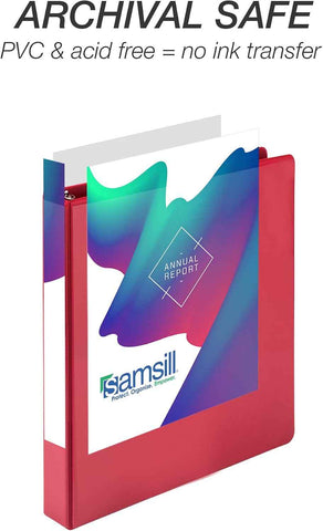 Samsill Durable 1 inch 3 Ring Binder, D Ring Binder, 100% Recycled Chipboard, Red, 12 Pack