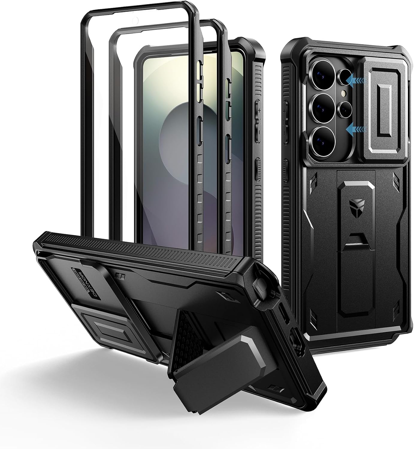 Dexnor for Samsung Galaxy S26 Ultra Case with Upgraded Slide Camera Cover & 2 Front Frames & Built-in Screen Protector & Kickstand, Heavy-Duty Rugged Case Full-Body Protective Cover(2026),Black