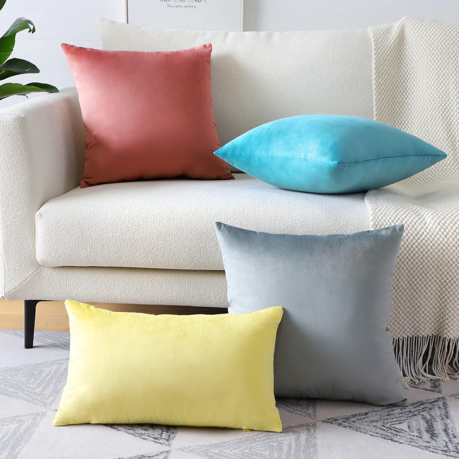 Artscope Luxury Velvet Pillow Covers Super Soft Decorative Square Throw Pillow Covers Case Cushion Covers for Sofa Couch Bedroom Car Decor 14x14 Inch Jam