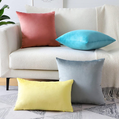 Artscope Luxury Velvet Pillow Covers Super Soft Decorative Square Throw Pillow Covers Case Cushion Covers for Sofa Couch Bedroom Car Decor 14x14 Inch Jam