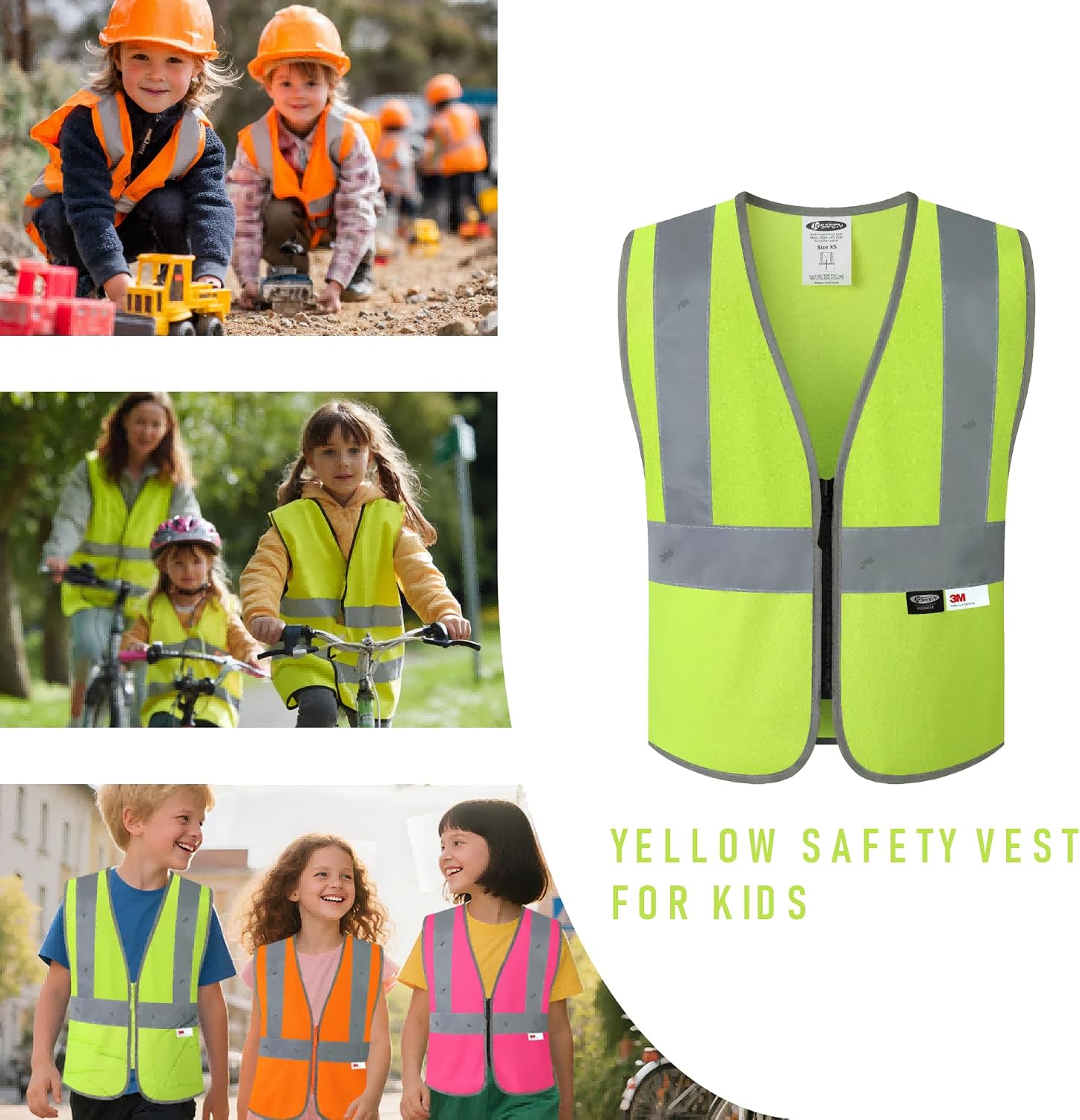 JKSafety Kids Safety Vest Kids Construction Vest with 3M Reflective Tapes High Visibility for Children BK300