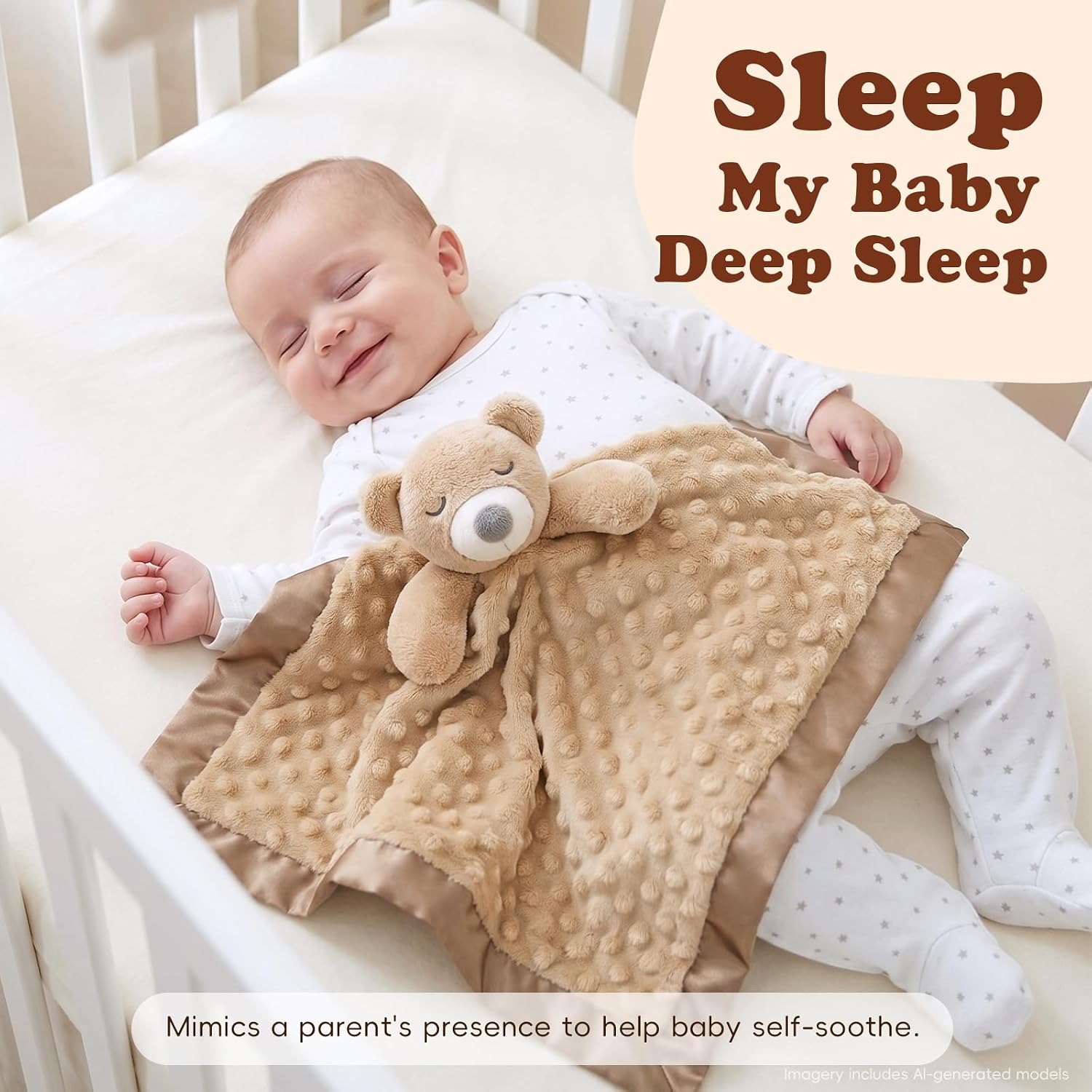 Baby Lovey Security Blanket, Soft Teddy Bear Stuffed Animal Snuggle Toy, Baby Registry Search Receiving Blankets for Newborn Infant Essentials Gifts for Boys Girls, Brown 16 Inch