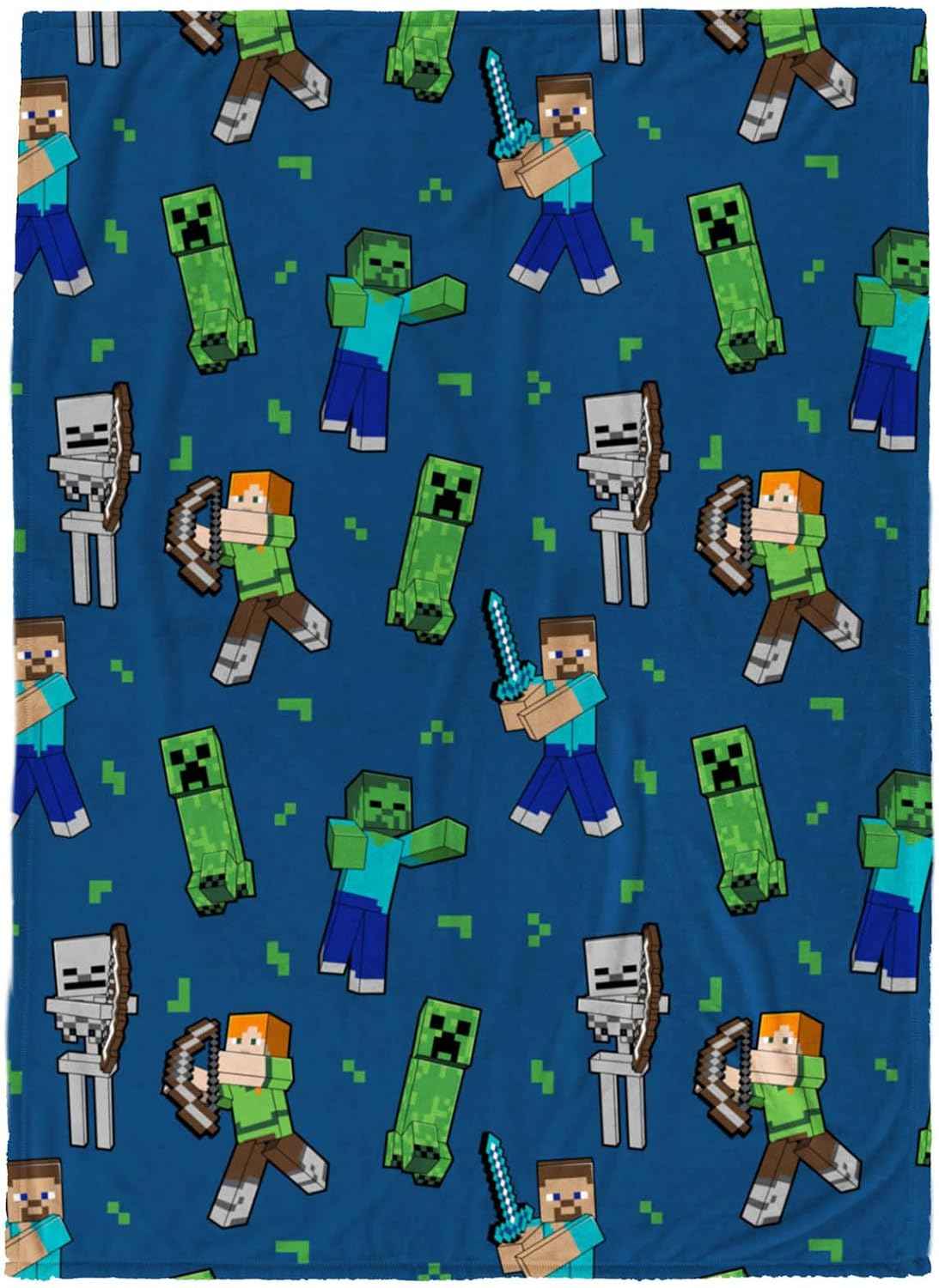 Jay Franco Plush Throw Blanket – 46" x 60" Inches Kids Hero Soft & Cozy Fleece Throw for Bedroom & Couch Décor, Official Licensed Product, Multi - Minecraft