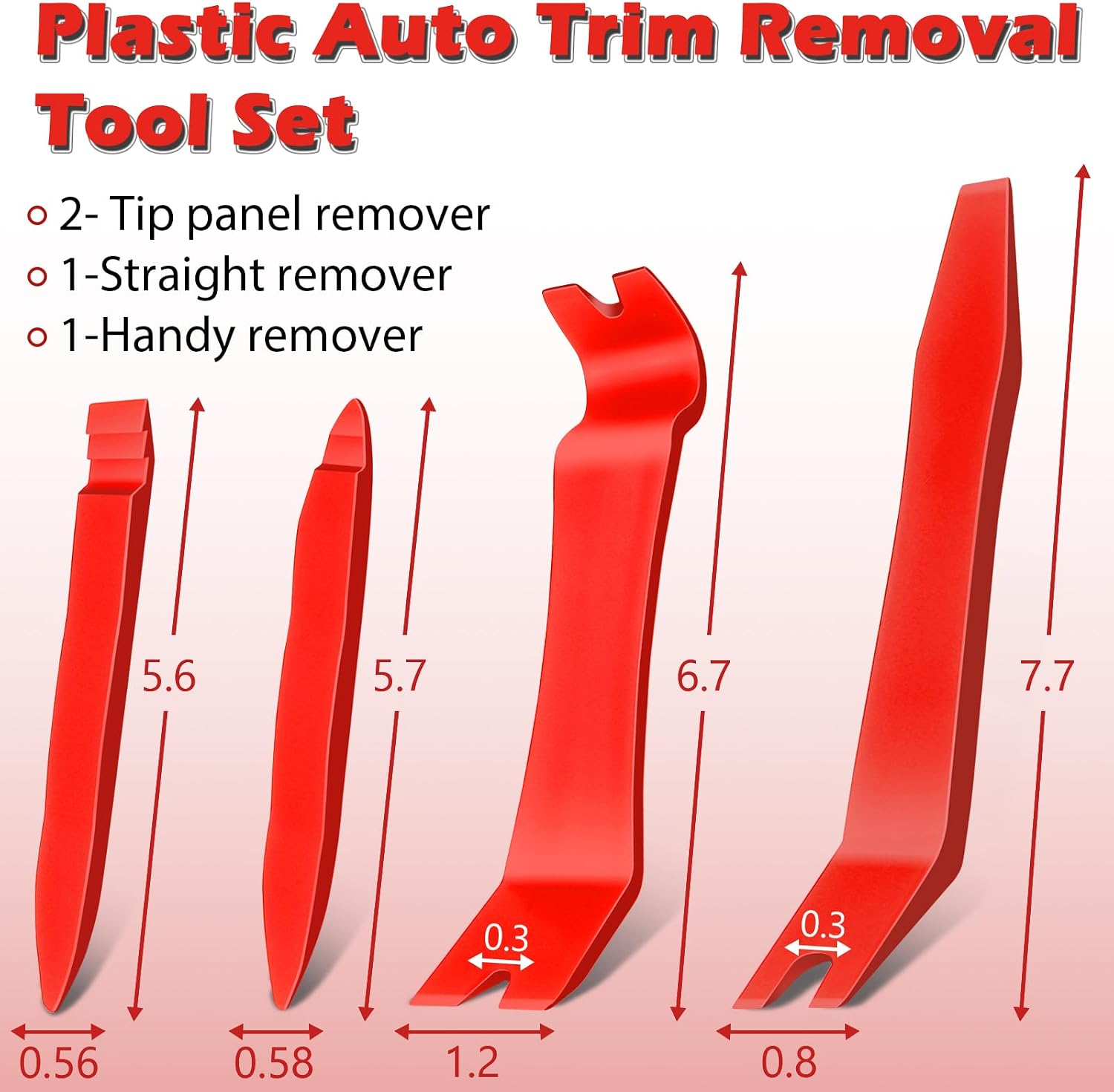 Doaho 7 Pcs Car Trim Removal Tool Kit - Red