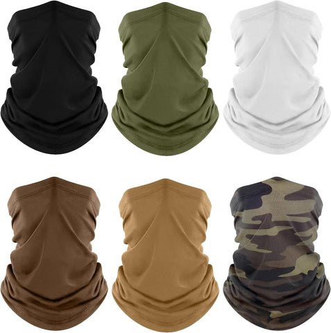 Fuinloth Neck Gaiter, 6 Pack Cooling UV Protection Bandana Face Mask Gator