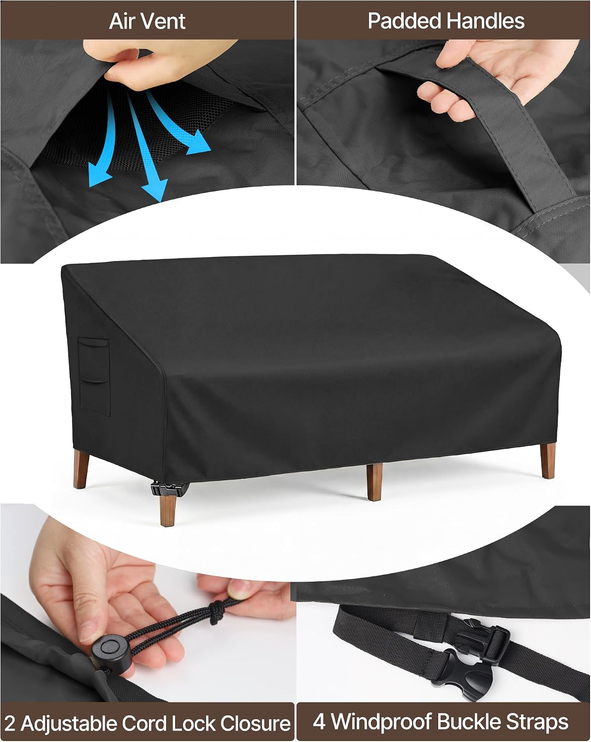 Vailge Patio Sofa Cover 3-Seater & Outdoor Couch Cover Waterproof