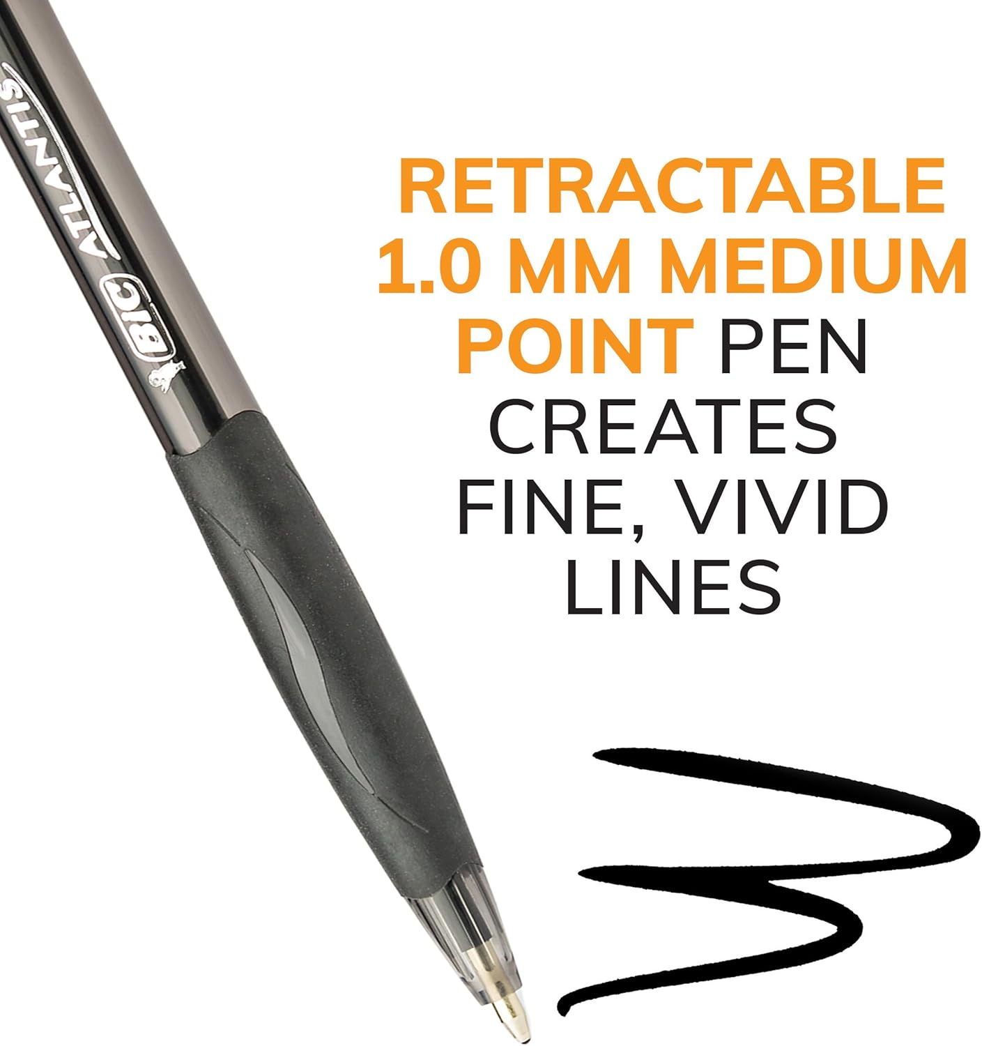 BIC Glide Black Retractable Ballpoint Pens, 1.0mm Medium Point, 4-Count
