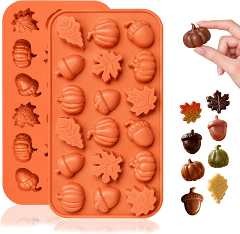 HKNMTT 2Pcs Mini Pumpkin Silicone Molds 36-Cavity 9 Shapes Fall Candy Molds