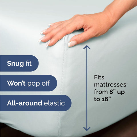 Cal King Size 4 Piece Sheet Set - Breathable & Cooling Sheets - Ice Blue