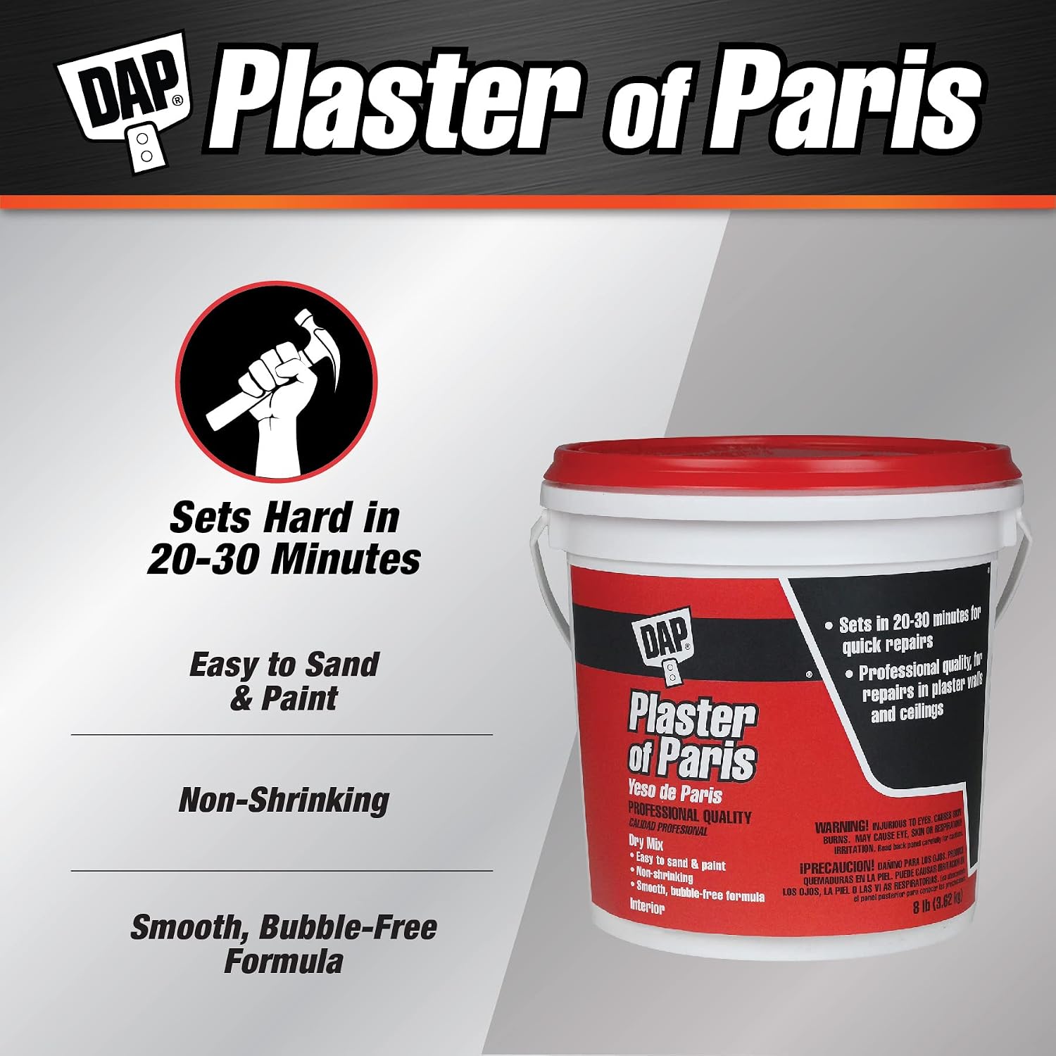 DAP Plaster of Paris (Dry Mix), White, 8 Lb Tub (7079810310)